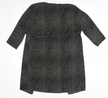 H&M Womens Green Animal Print  Wrap Blouse Size 8