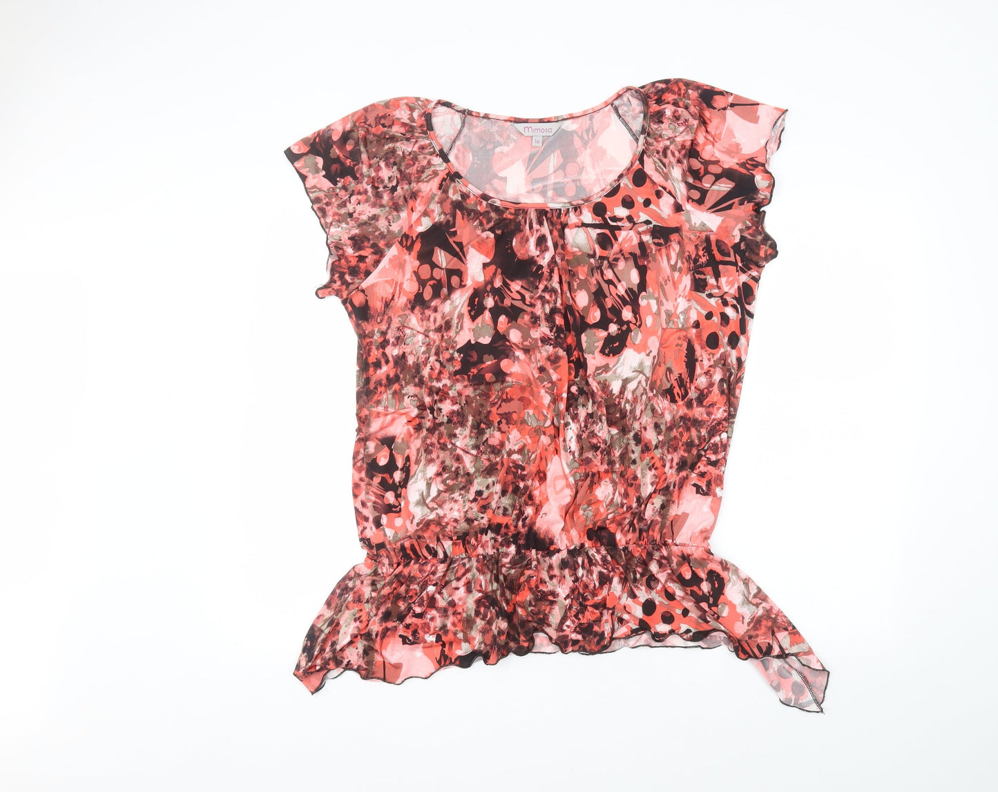 mimosa Womens Pink Floral  Basic T-Shirt Size 16