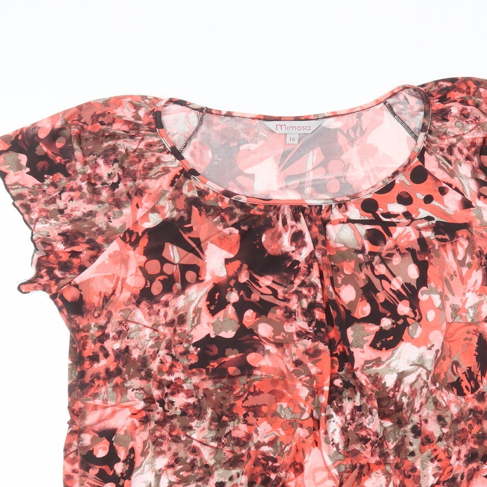 mimosa Womens Pink Floral  Basic T-Shirt Size 16