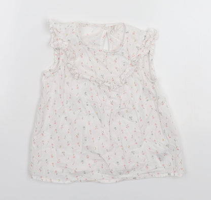 Preloved H&M Girls White Floral  A-Line  Size 2-3 Years - Front
