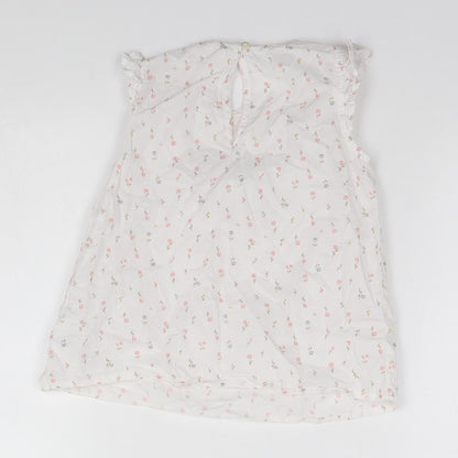 Preloved H&M Girls White Floral  A-Line  Size 2-3 Years - Back