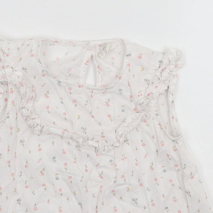 Preloved H&M Girls White Floral  A-Line  Size 2-3 Years - Detail