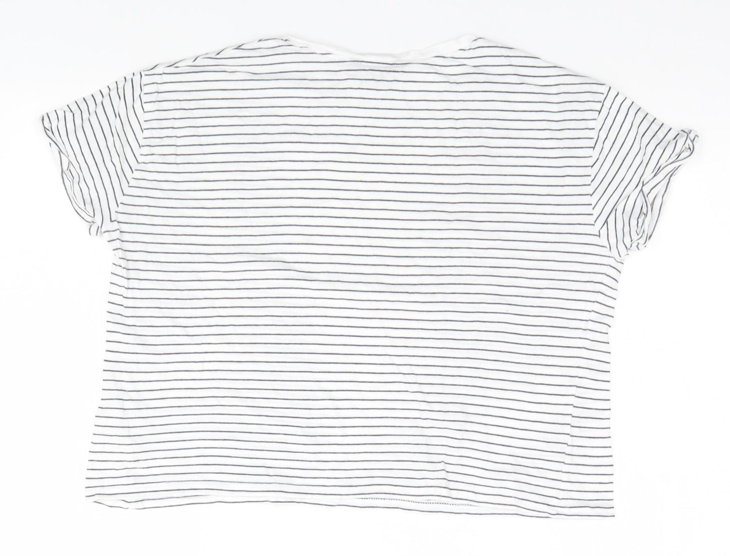 New Look Womens White Striped  Basic T-Shirt Size 8