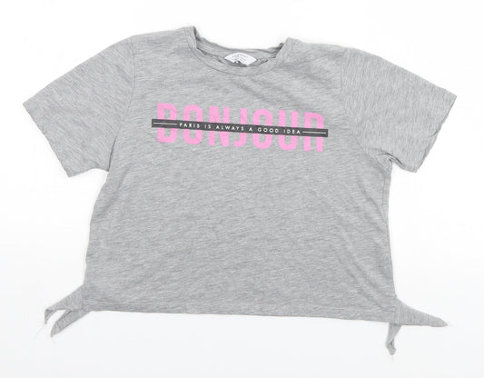 Primark Girls Grey   Basic T-Shirt Size 10-11 Years  - Paris is Always a Good Idea