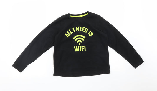 Matalan Boys Black   Pullover Sweatshirt Size 10 Years  - ALL I NEED IS WIFI
