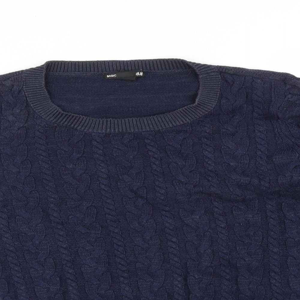H&M Mens Blue Striped  Pullover Sweatshirt Size L