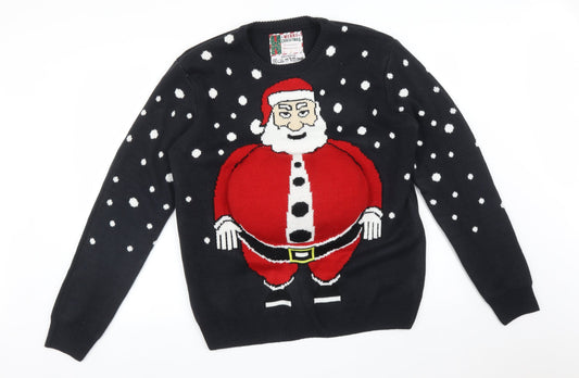 Cedar Wood State Mens Black Polka Dot  Pullover Sweatshirt Size L  - CHRISTMAS