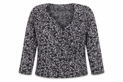 W Womens Grey Floral  Wrap Blouse Size L