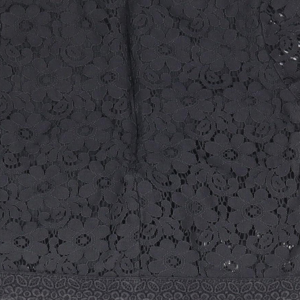 NEXT Girls Grey Floral Lace Basic Blouse Size 7 Years