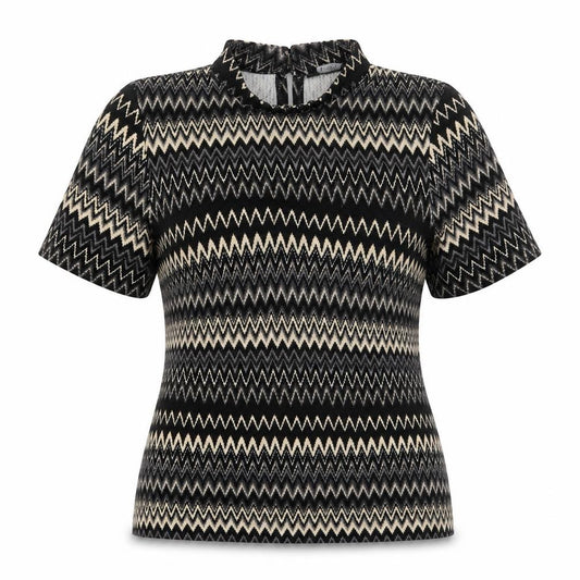 F&F Womens Beige Geometric  Basic T-Shirt Size 6  - Zig Zag