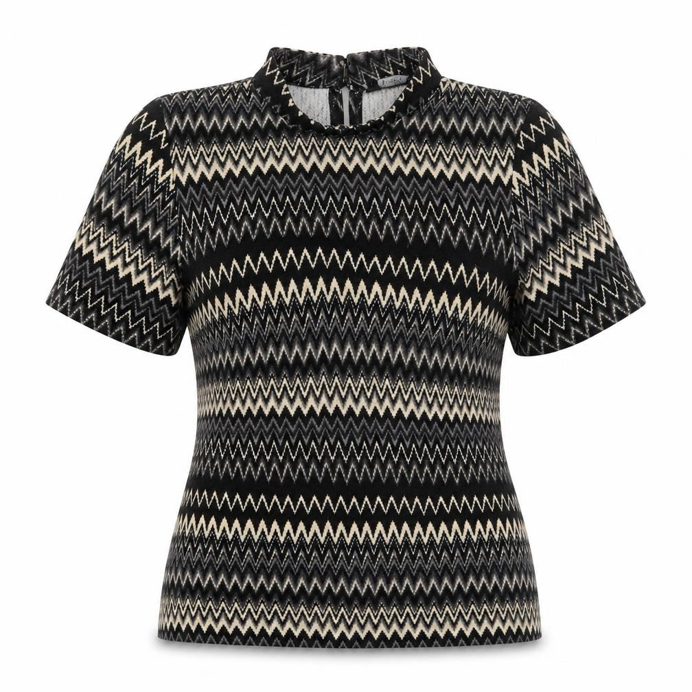 F&F Womens Beige Geometric  Basic T-Shirt Size 6  - Zig Zag