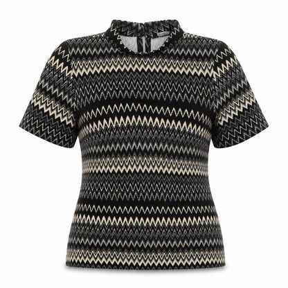 F&F Womens Beige Geometric  Basic T-Shirt Size 6  - Zig Zag