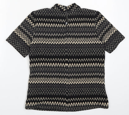 F&F Womens Beige Geometric  Basic T-Shirt Size 6  - Zig Zag