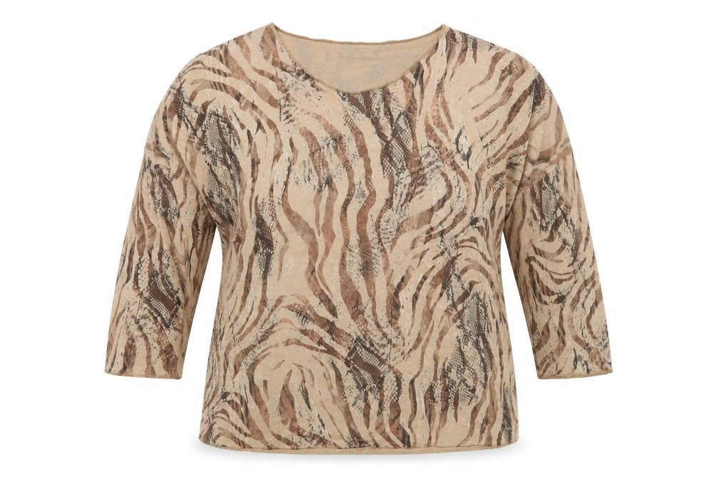 New Collection Womens Brown Animal Print  Basic T-Shirt Size 8