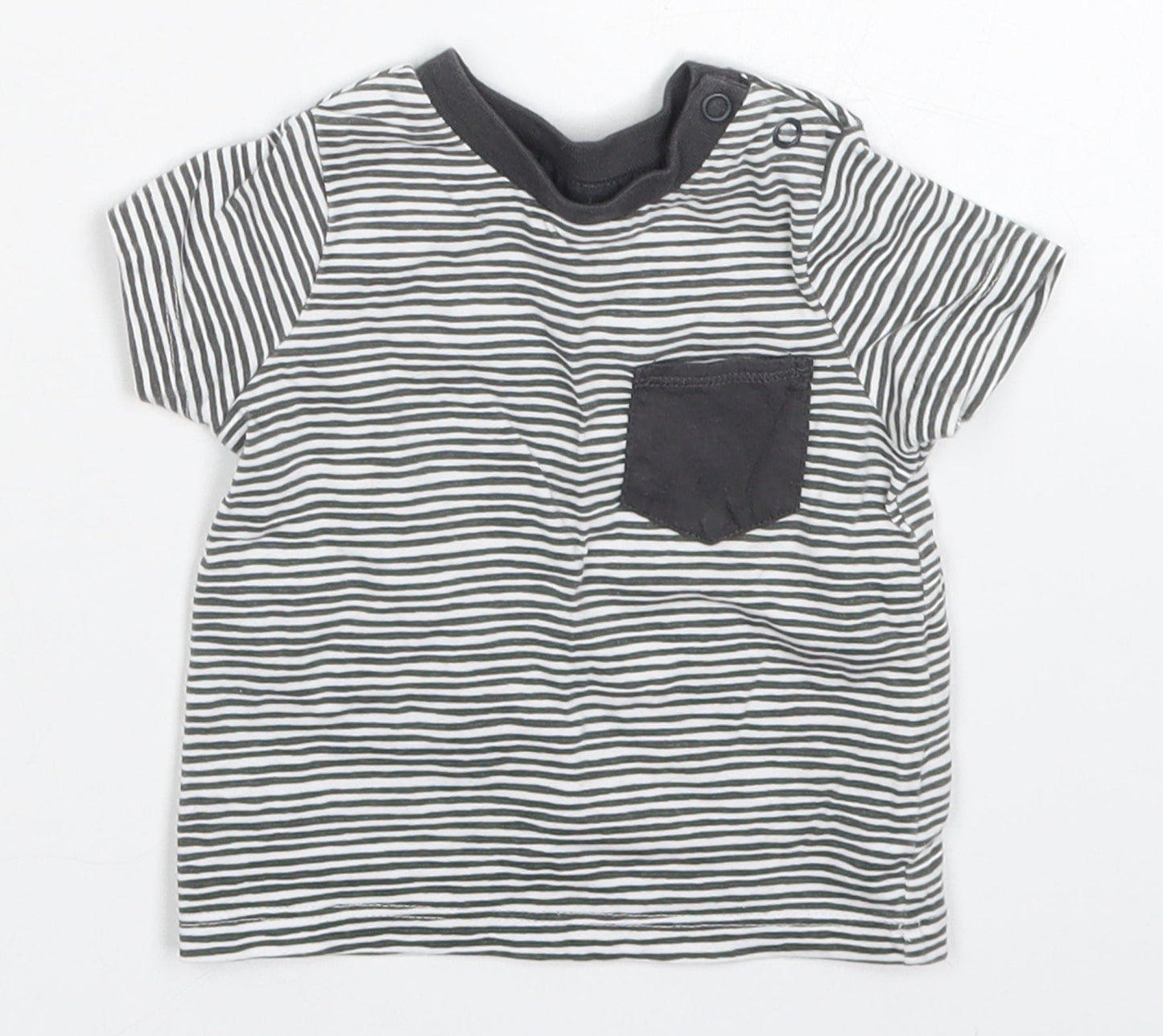 F&F Boys Grey Striped  Basic T-Shirt Size 0-3 Months