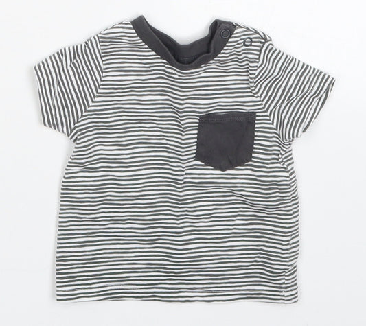 F&F Boys Grey Striped  Basic T-Shirt Size 0-3 Months