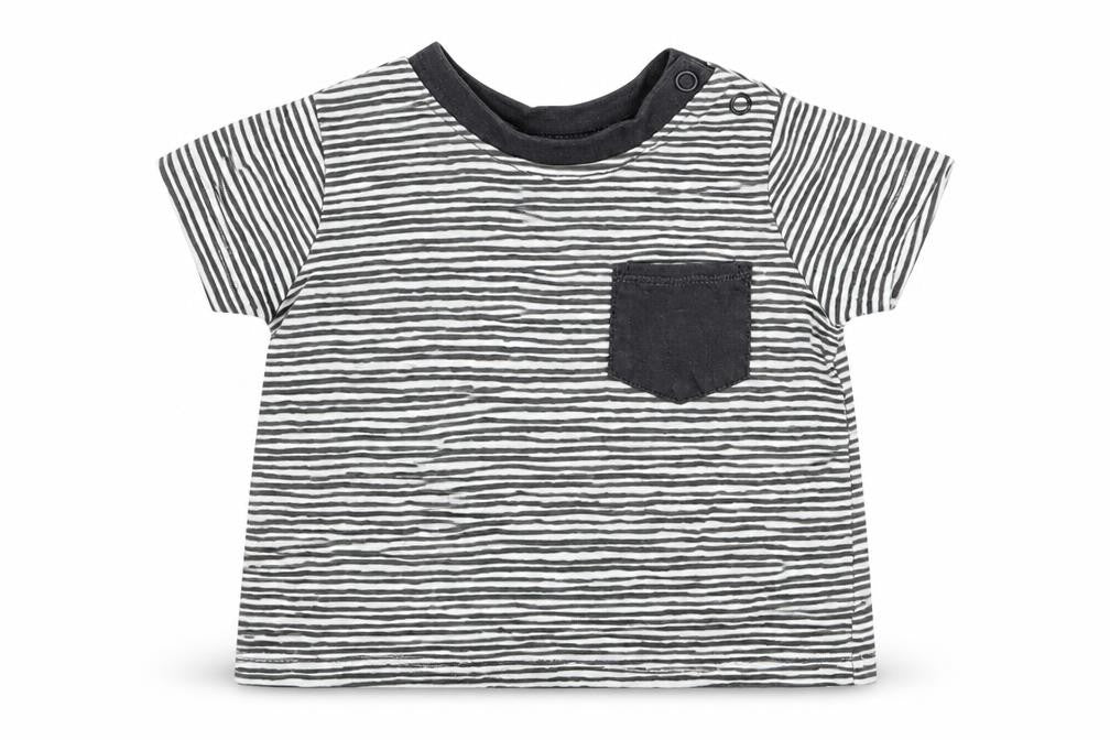 F&F Boys Grey Striped  Basic T-Shirt Size 0-3 Months