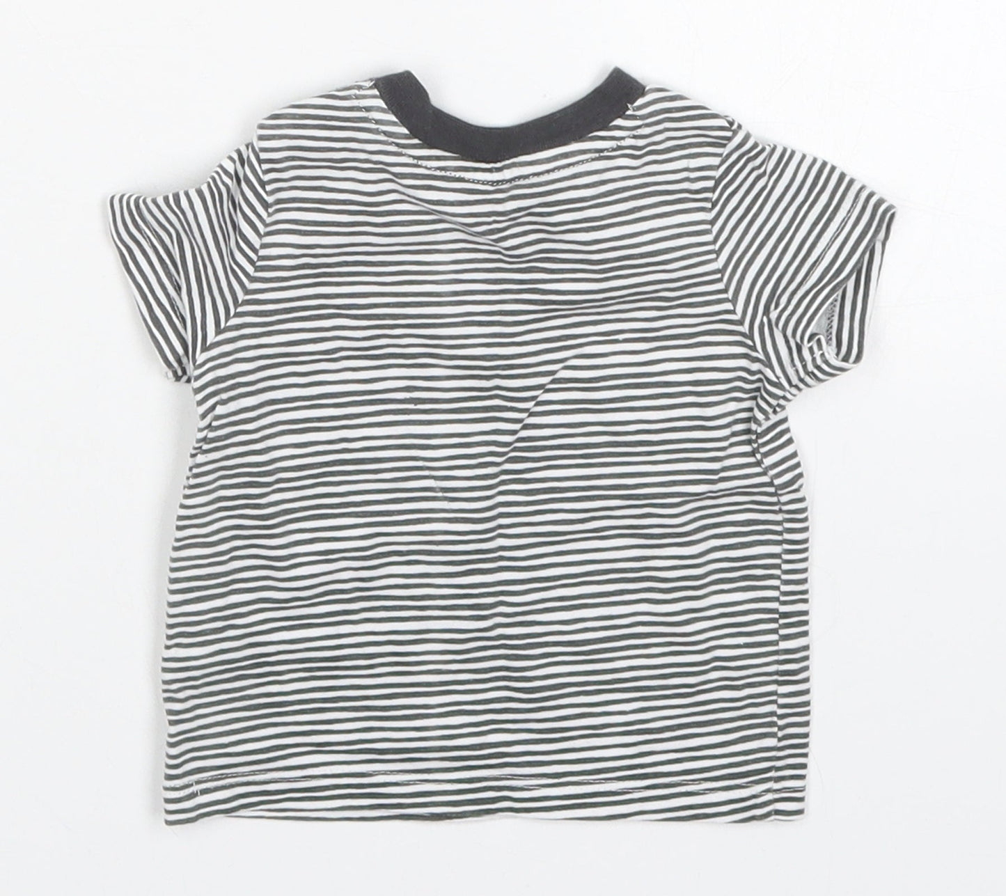 F&F Boys Grey Striped  Basic T-Shirt Size 0-3 Months