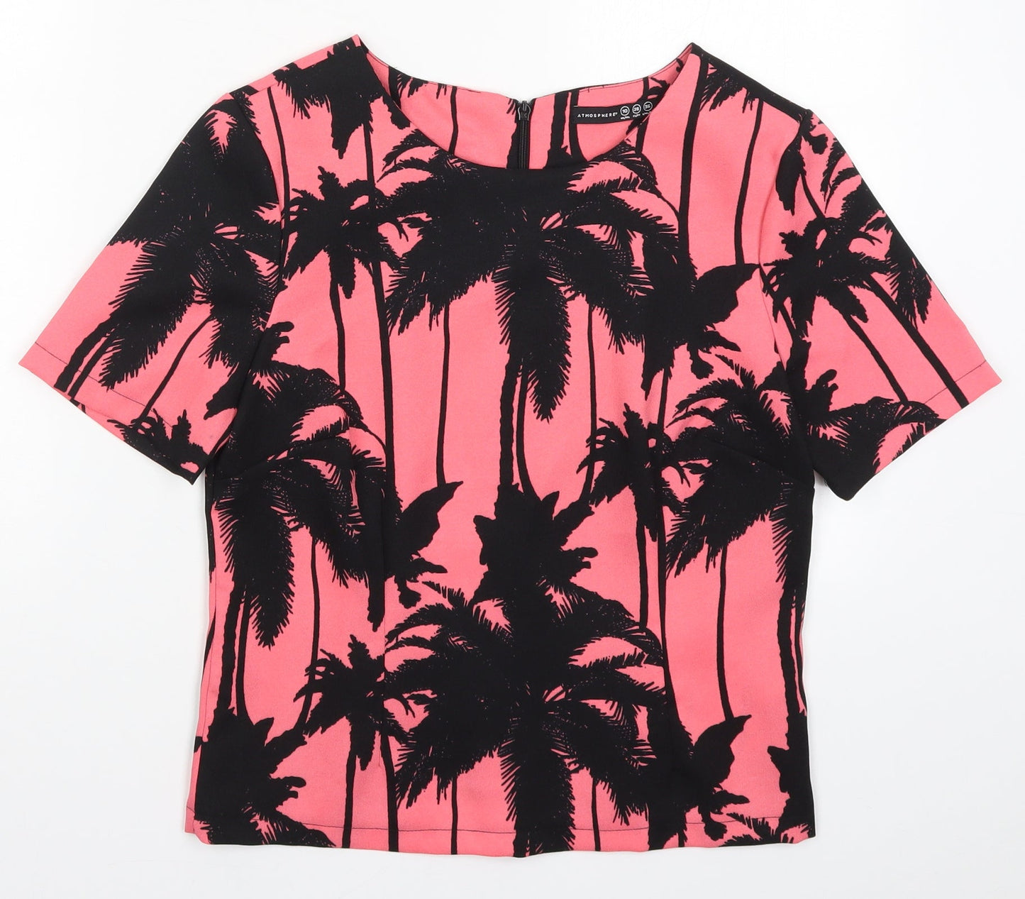 Atmosphere Womens Pink   Basic T-Shirt Size 10  - Palm Tree