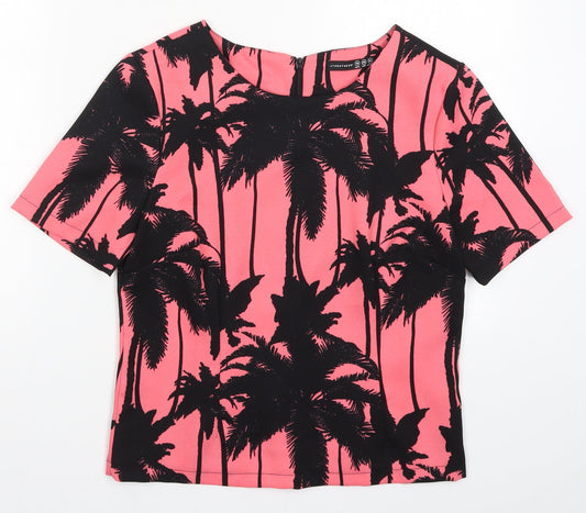 Atmosphere Womens Pink   Basic T-Shirt Size 10  - Palm Tree