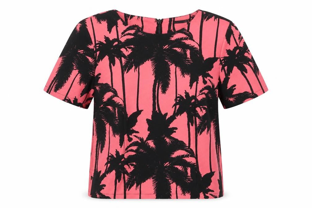 Atmosphere Womens Pink   Basic T-Shirt Size 10  - Palm Tree