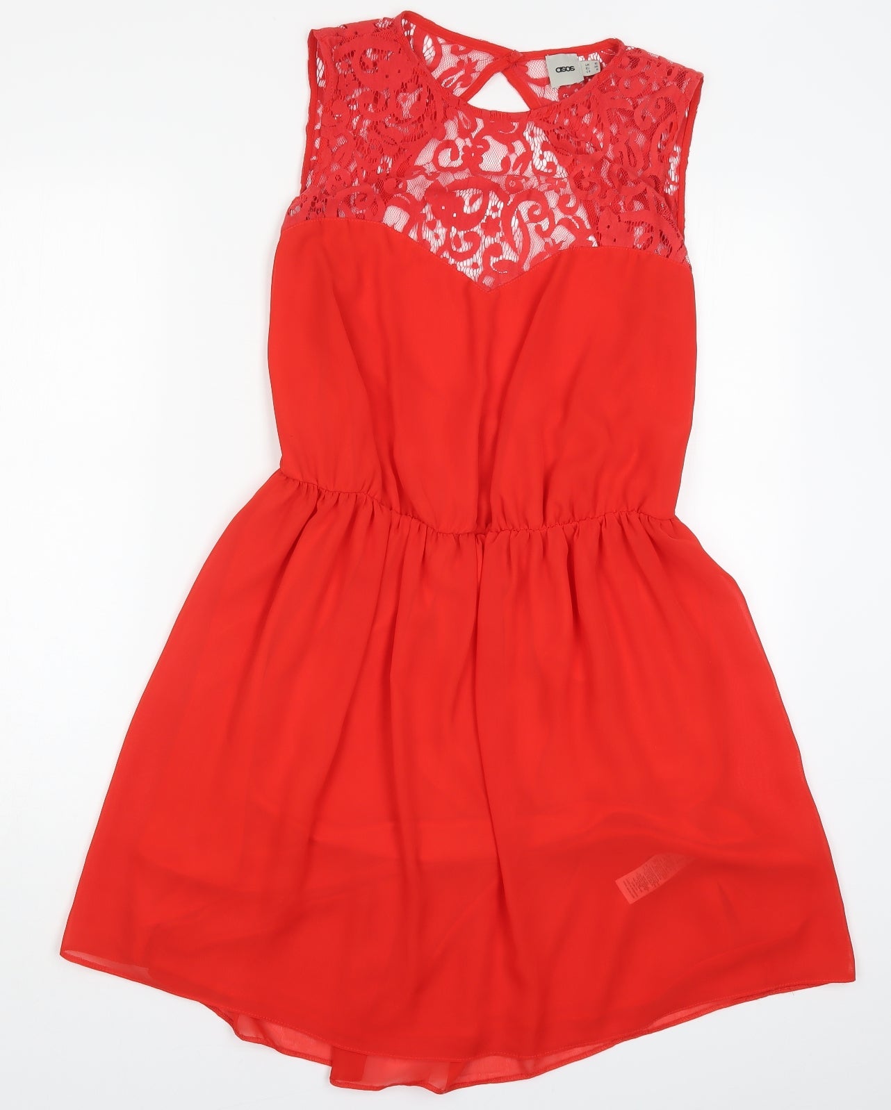 ASOS Womens Red  Lace Skater Dress  Size 10