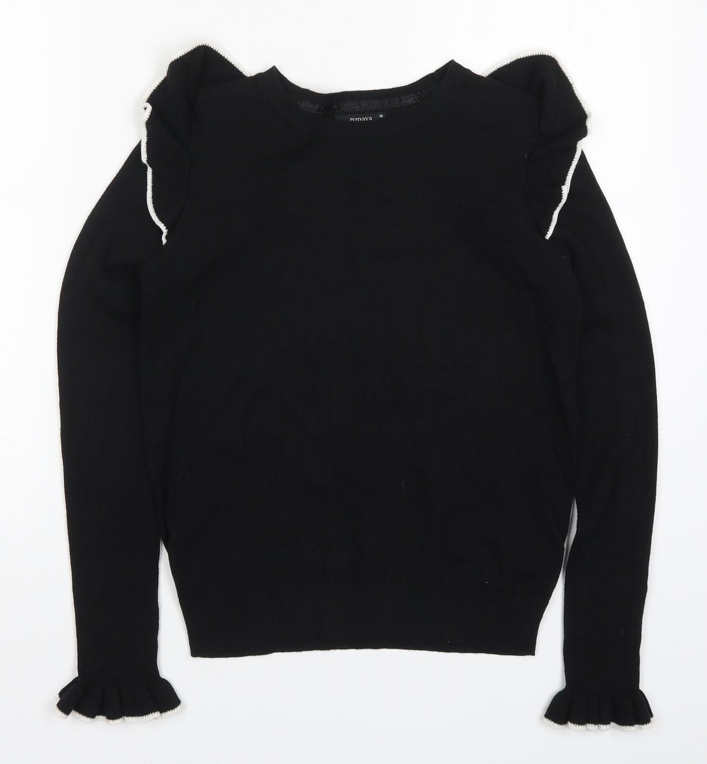 Papaya Womens Black  Knit Pullover Jumper Size 10