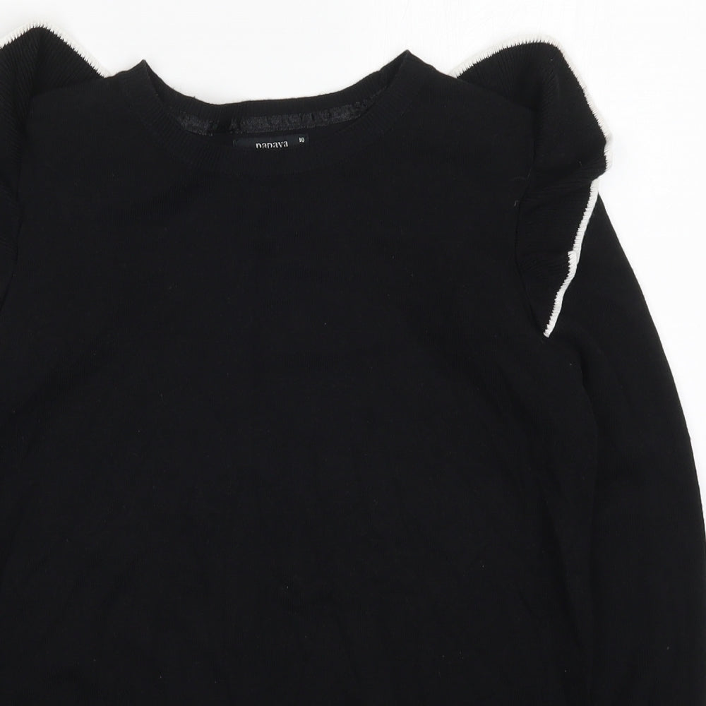 Papaya Womens Black  Knit Pullover Jumper Size 10
