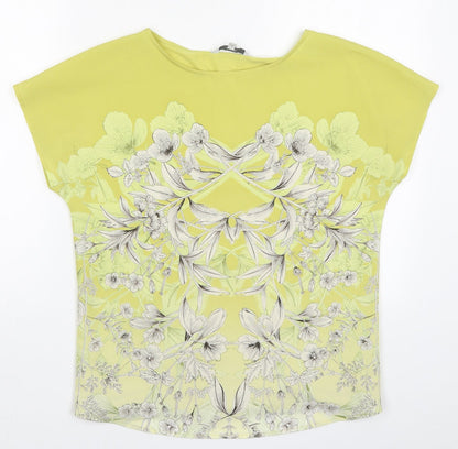 Next Womens Yellow Floral  Basic T-Shirt Size 8