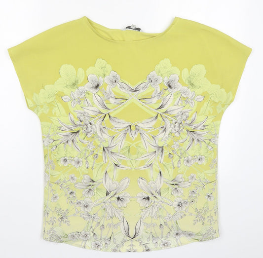 NEXT Womens Yellow Floral  Basic T-Shirt Size 8