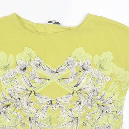 Next Womens Yellow Floral  Basic T-Shirt Size 8
