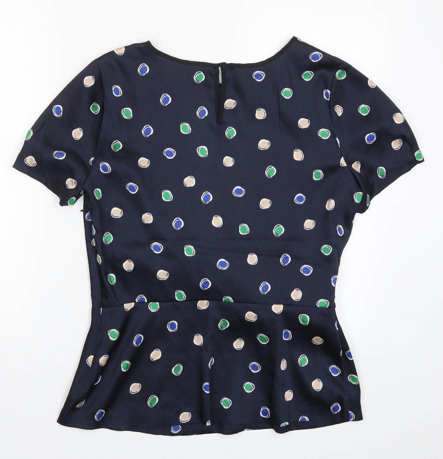 Clements Ribeiro Womens Blue Polka Dot  Basic Blouse Size 14
