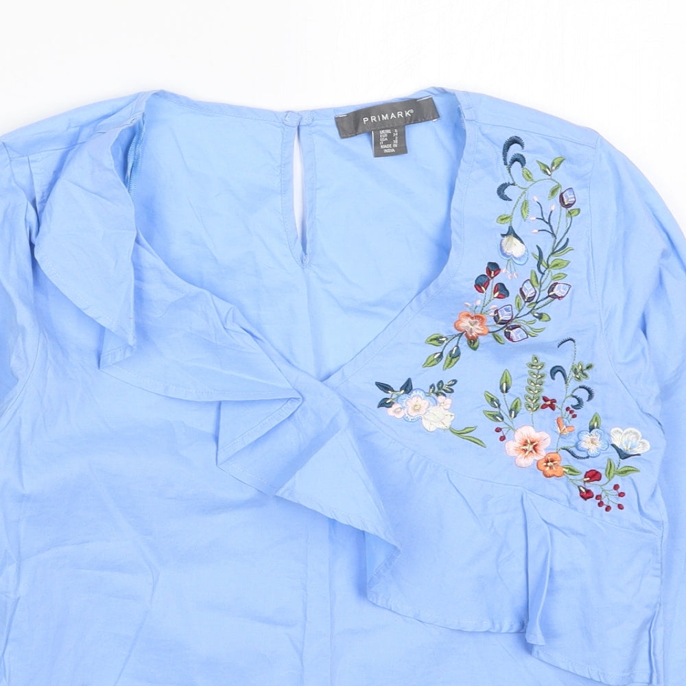 Prmark Womens Blue Floral  Basic Blouse Size 6