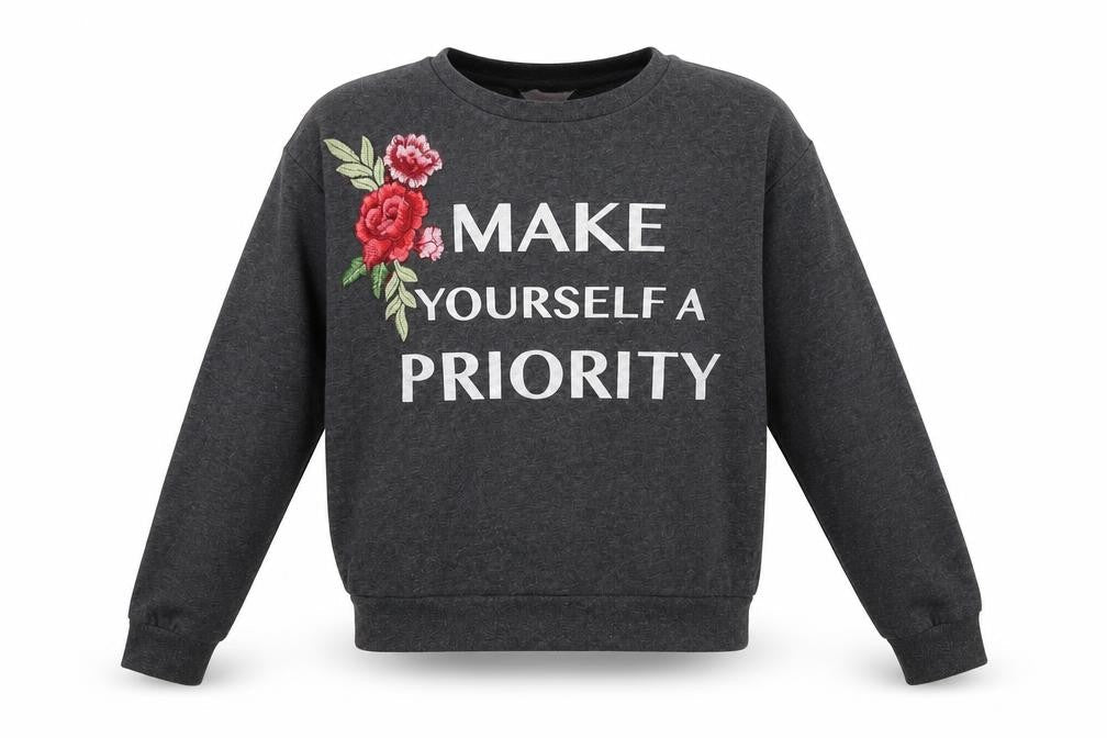 Miss Evie Girls Grey Floral  Pullover Sweatshirt Size 13-14 Years