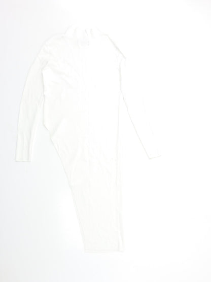 Missguided Womens White  Knit Basic Blouse Size 12  - Asymmetric