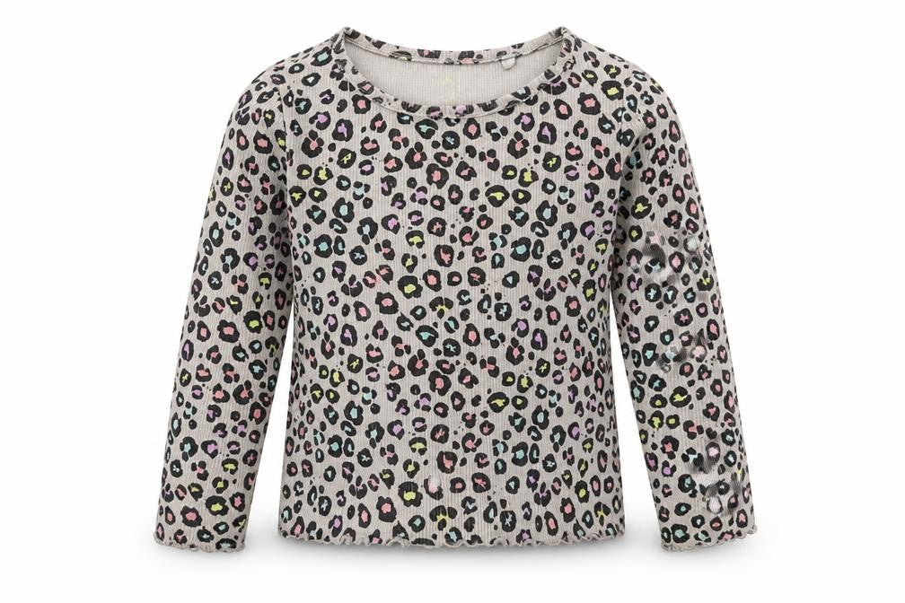NXT Girls Grey Animal Print  Basic T-Shirt Size 2-3 Years