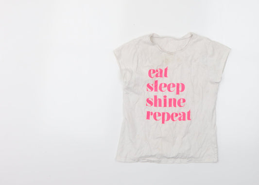 George Girls White   Basic T-Shirt Size 9-10 Years