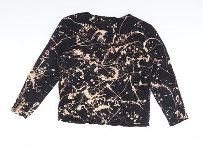 Tu Womens Black Geometric  Pullover Jumper Size S