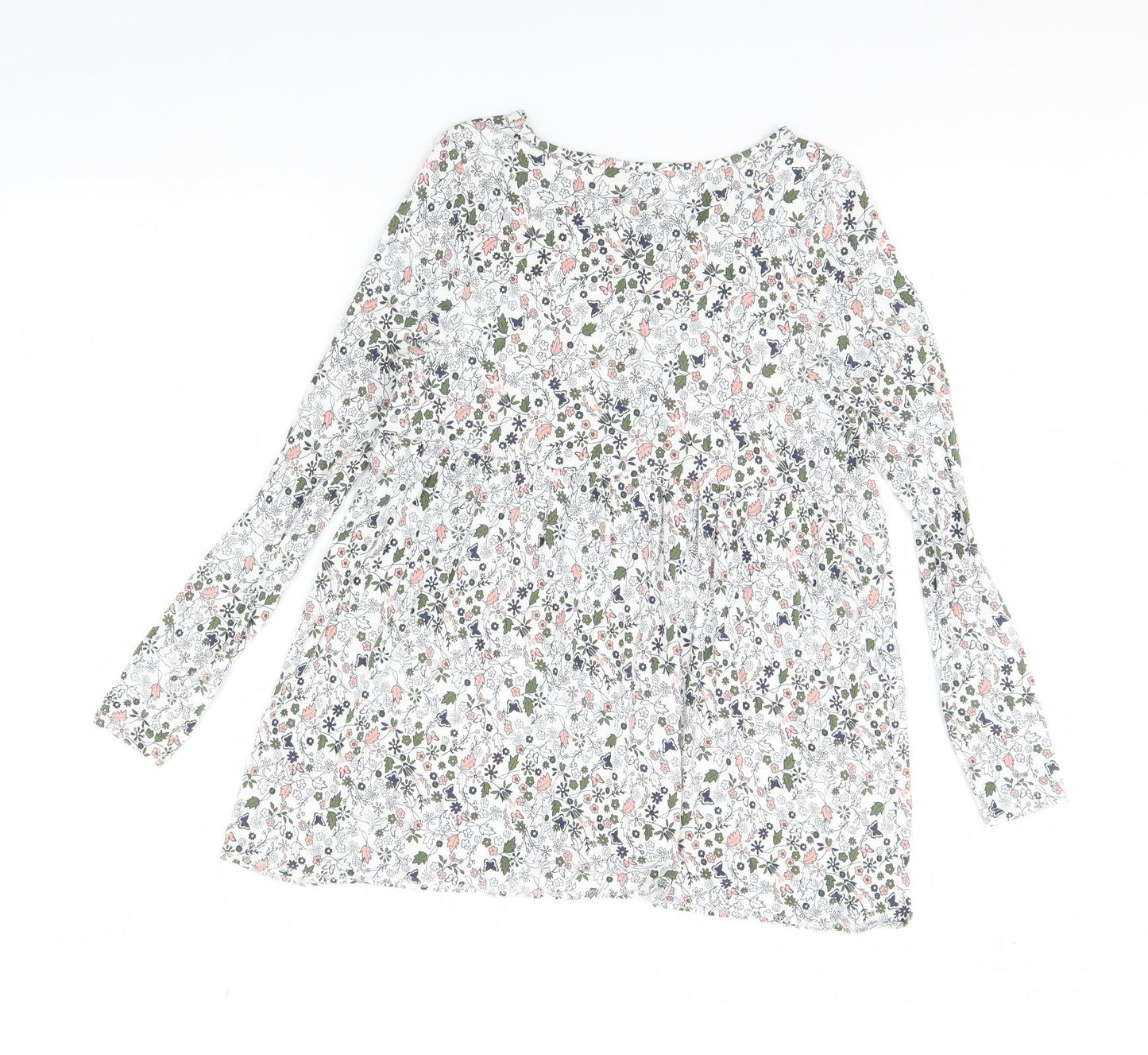 TU Womens White Floral  Basic Blouse Size 8