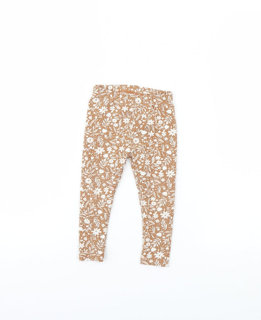TU Girls Brown Floral  Capri Trousers Size 18 Months