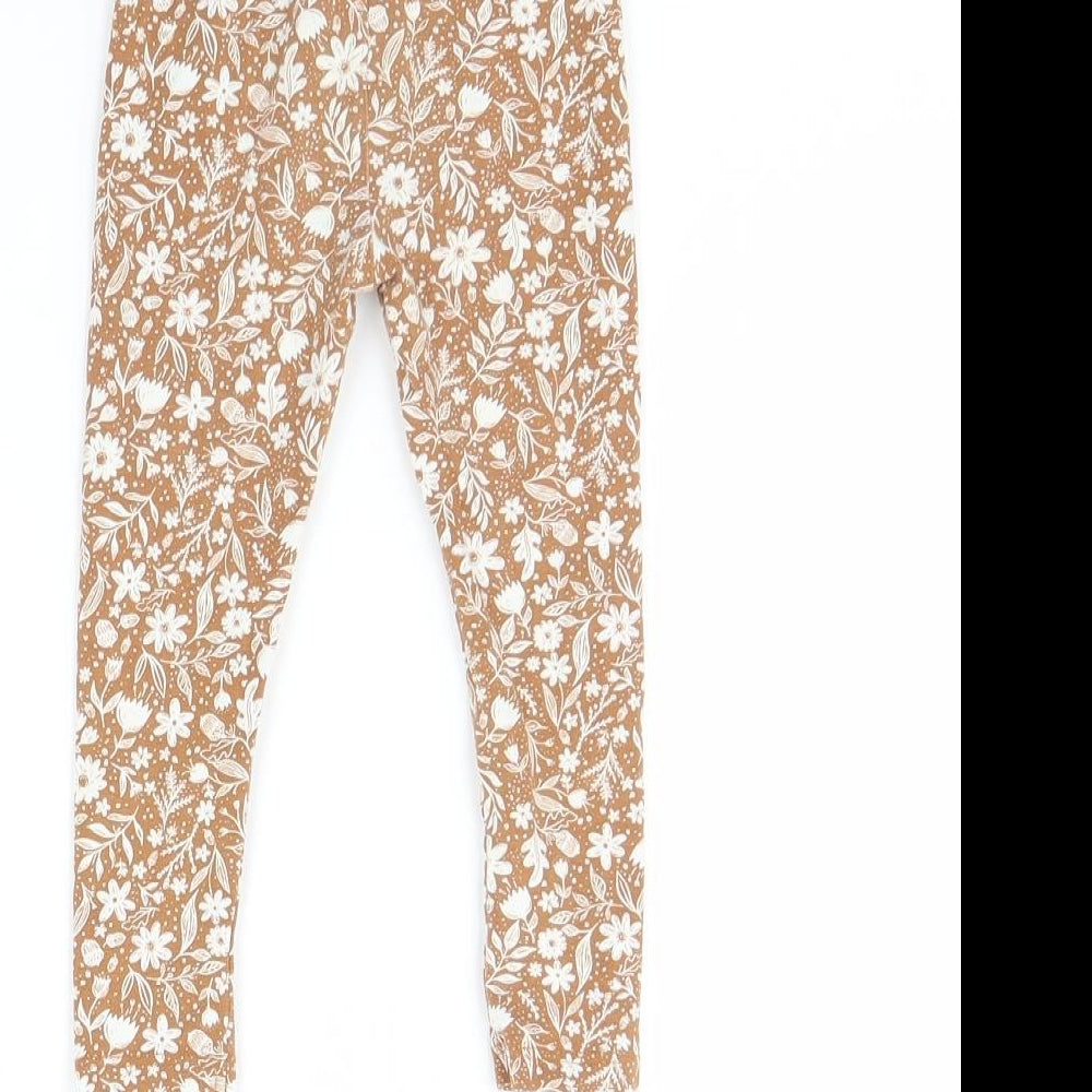 TU Girls Brown Floral  Capri Trousers Size 18 Months