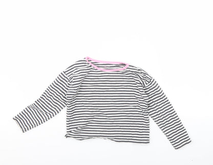 Tu Girls White Striped  Basic T-Shirt Size 8 Years