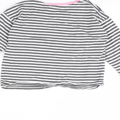 Tu Girls White Striped  Basic T-Shirt Size 8 Years