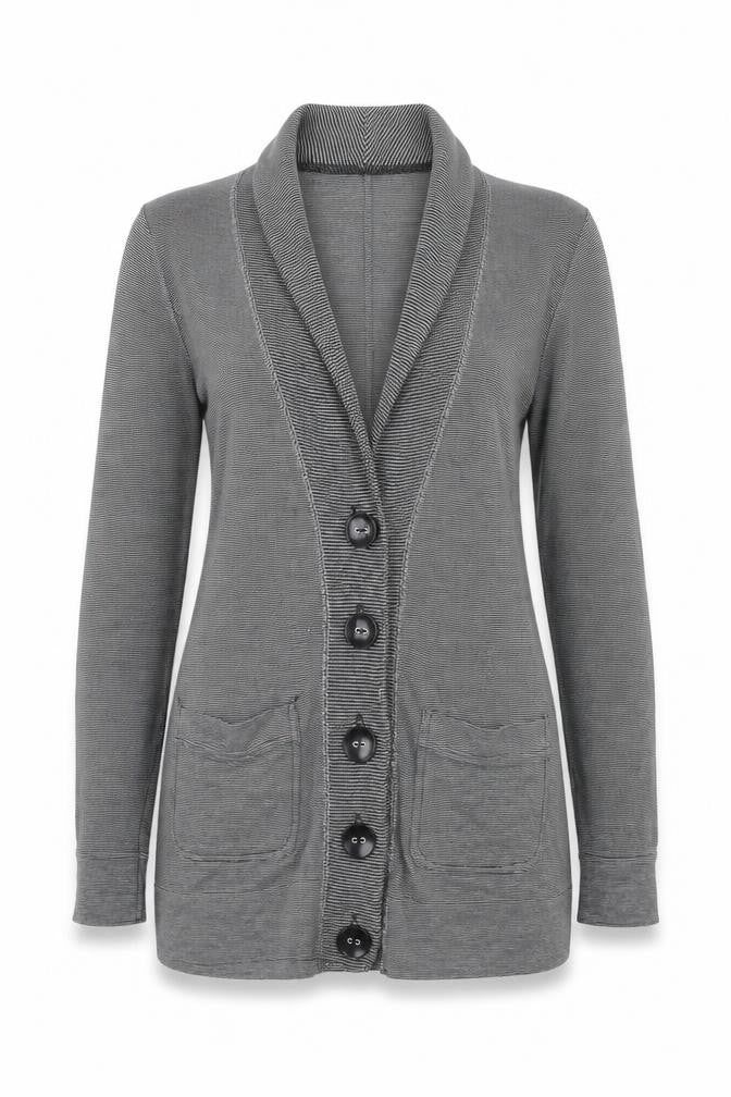 River Island Womens Grey Striped  Cardigan Jumper Size 8