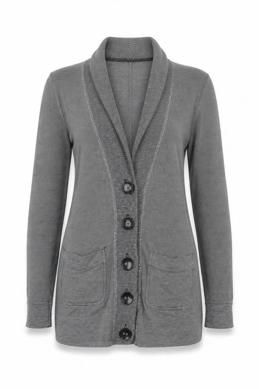 River Island Womens Grey Striped  Cardigan Jumper Size 8
