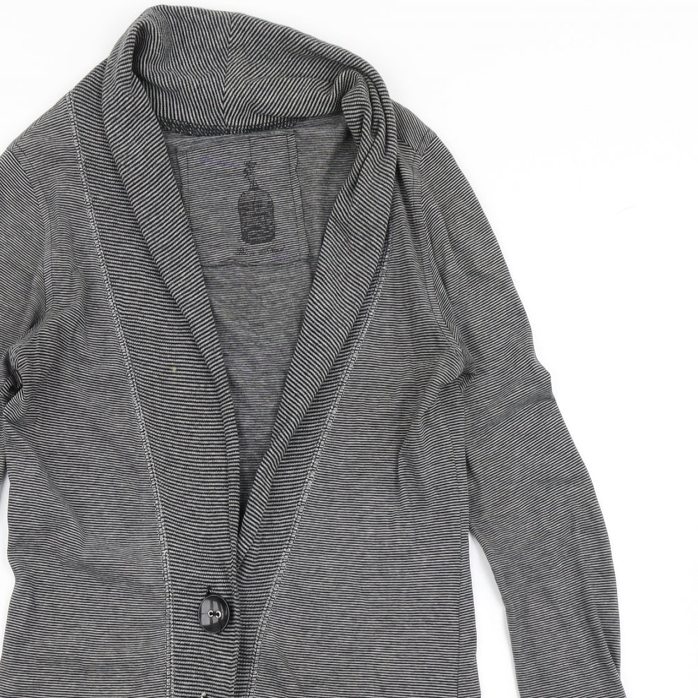 River Island Womens Grey Striped  Cardigan Jumper Size 8