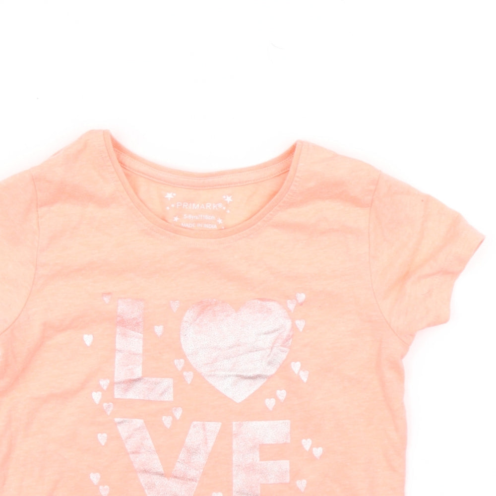 Primark Girls Orange   Basic T-Shirt Size 5-6 Years