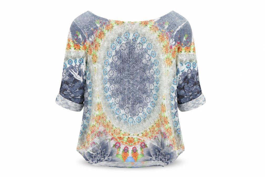 Apricot Womens Blue Paisley  Basic T-Shirt Size S