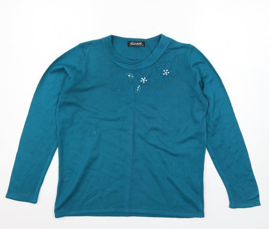 Alexara Womens Blue  Knit Pullover Jumper Size M