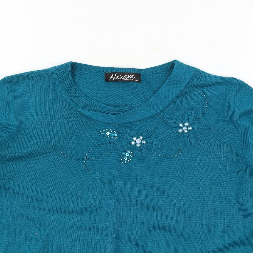 Alexara Womens Blue  Knit Pullover Jumper Size M